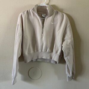 Nike Phoenix Fleece half zip sweatshirt in beige - S